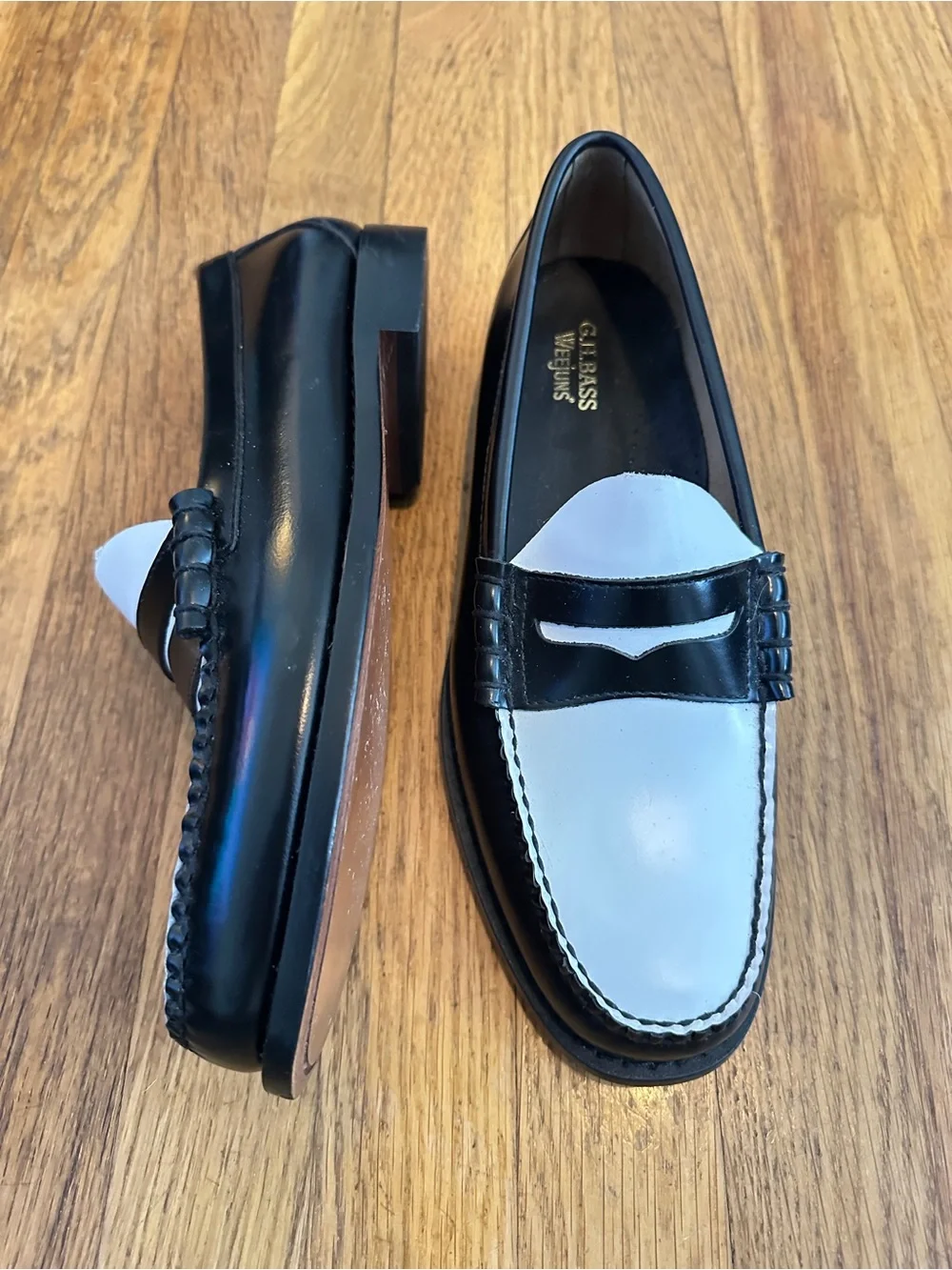 G.H. Bass & Co. Black and White Penny Loafers
